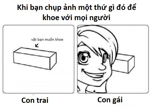 Khi con trai, con gái chụp ảnh một thứ gì đó để khoe với mọi người.